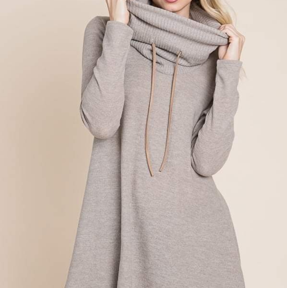 COWL NECK TOP WITH SUEDE STRAPS